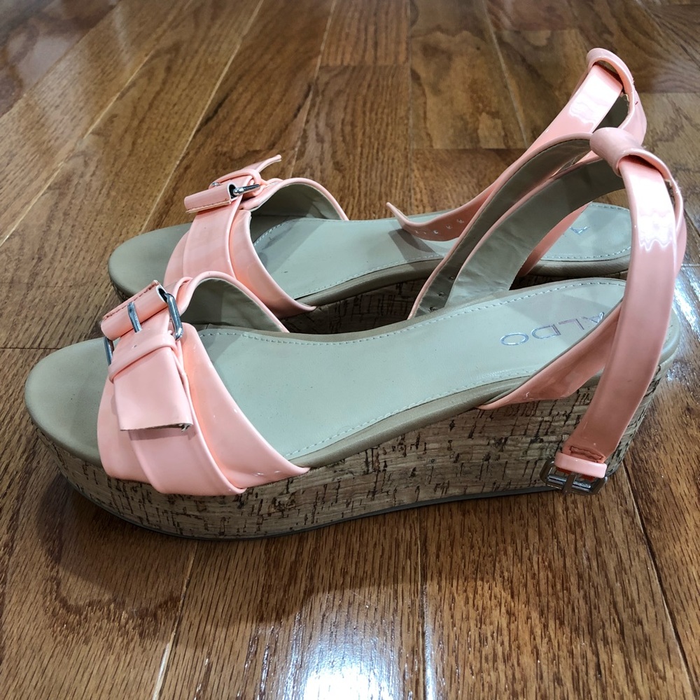 Aldo Peach Bow Wedges